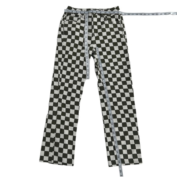 Forever 21 Green White Checkered Wide Leg Jeans Size 25 Women’s - Picture 4 of 4